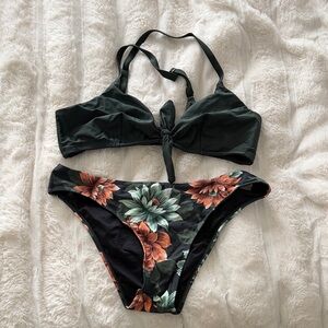 Cupshe Black and Floral Bikini Set